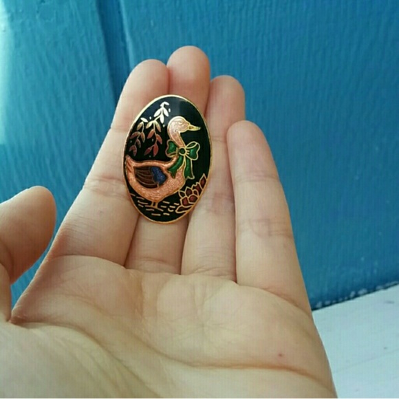 Cloisonne Geese Earrings - Picture 2 of 6